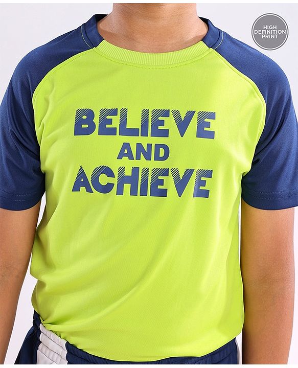 Pine Active Half Sleeves T-shirt with Text Print - Green