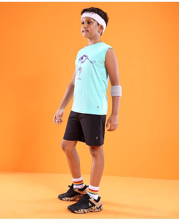 Pine Active Sleeveless Cricket Print T Shirt - Blue