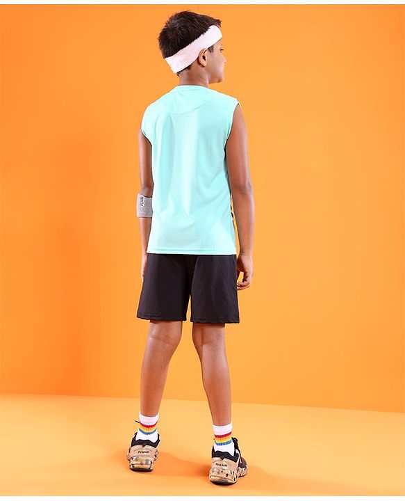 Pine Active Sleeveless Cricket Print T Shirt - Blue