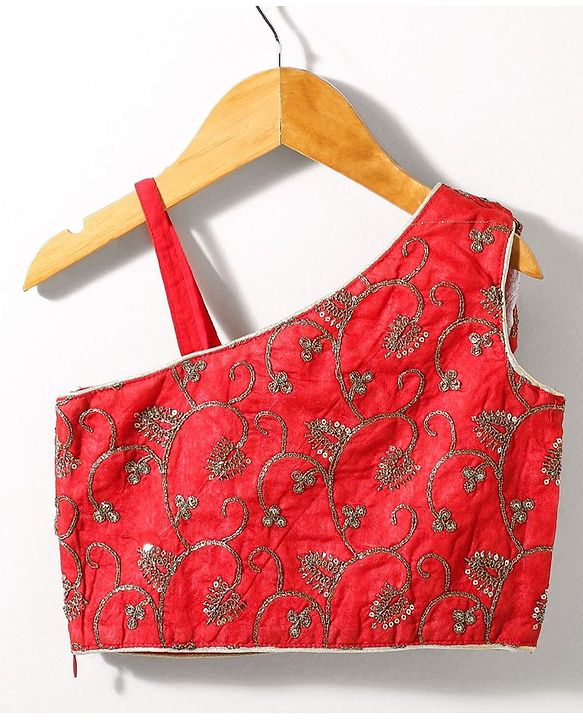 Babyhug Sleeveless Choli & Lehenga Set With Dupatta Ethnic Print - Red