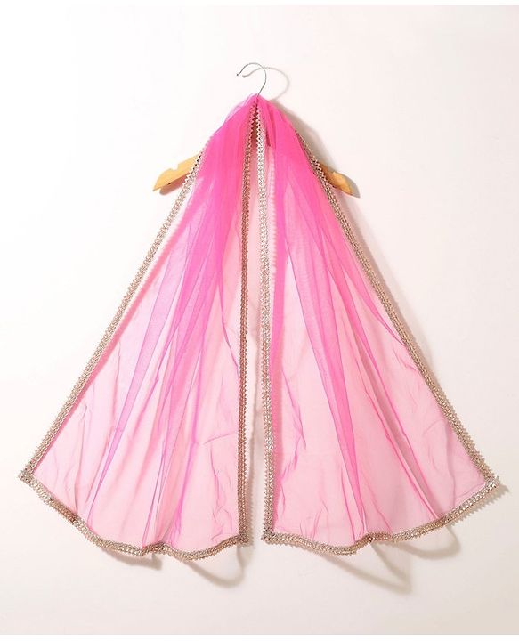 Babyhug Short Sleeves Sequined Choli & Flared Lehenga Set With Dupatta - Pink Orange