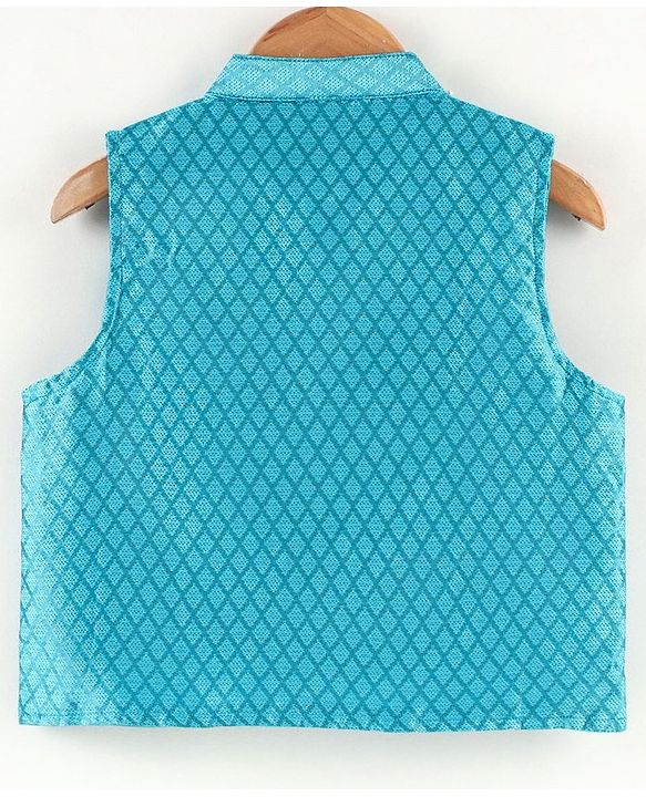 Babyhug Sleeveless Cotton Woven Ethnic Jacket Printed - Blue