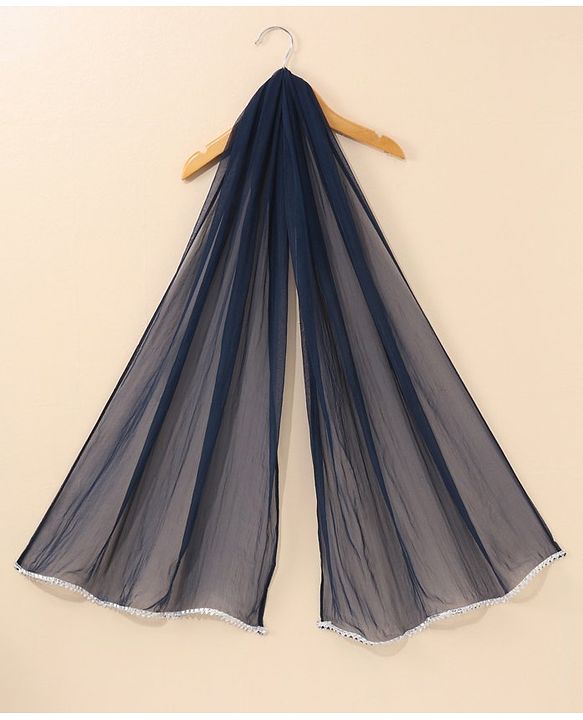 Babyhug Cold Shoulder Choli Lehenga And Dupatta Embroidered - Navy