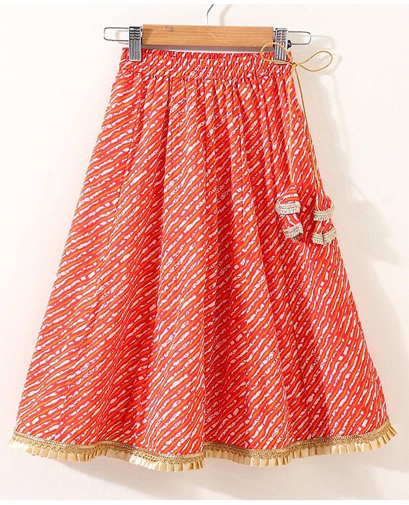 Babyhug Sleeveless Sequined Choli & Flared Lehenga Set With Dupatta - Red