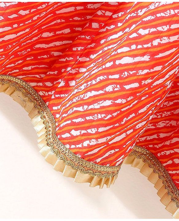 Babyhug Sleeveless Sequined Choli & Flared Lehenga Set With Dupatta - Red