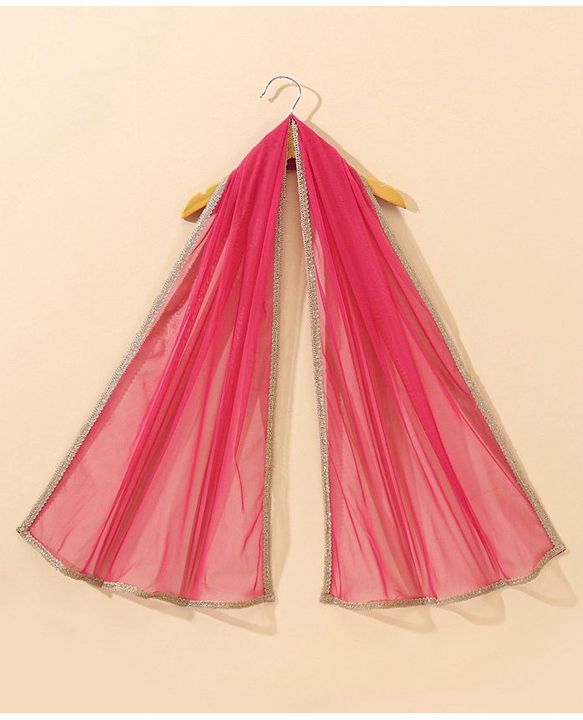 Babyhug Sleeveless Choli & Lehenga Set With Dupatta Leaf Embroidered - Yellow Pink