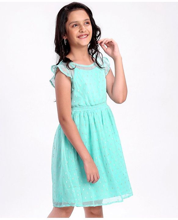 Pine Kids Half Sleeves Party Dress - Turqouise