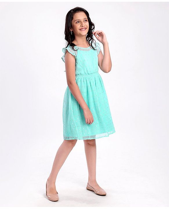 Pine Kids Half Sleeves Party Dress - Turqouise