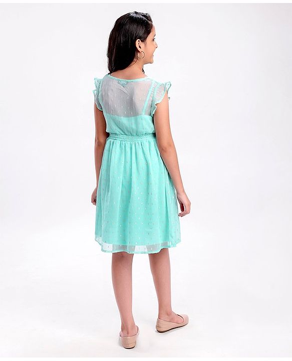 Pine Kids Half Sleeves Party Dress - Turqouise