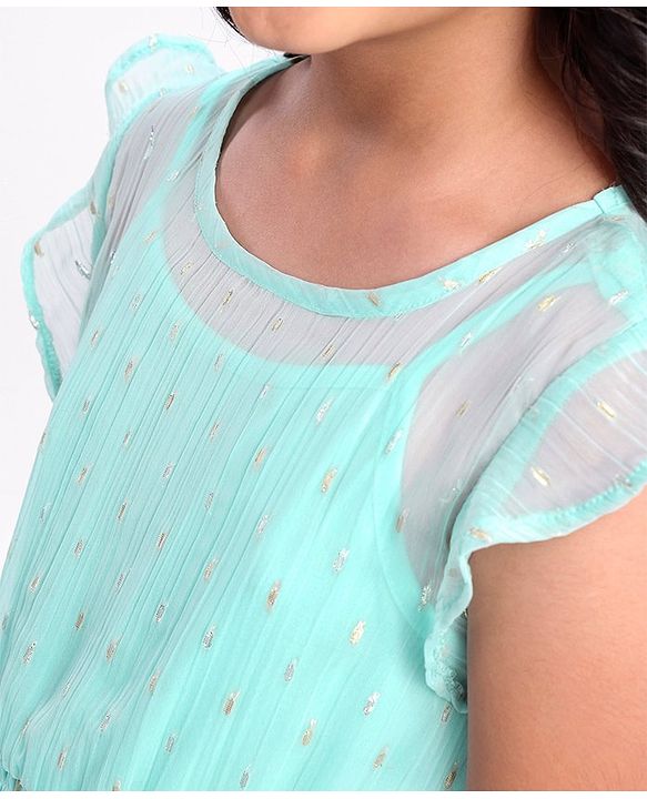 Pine Kids Half Sleeves Party Dress - Turqouise