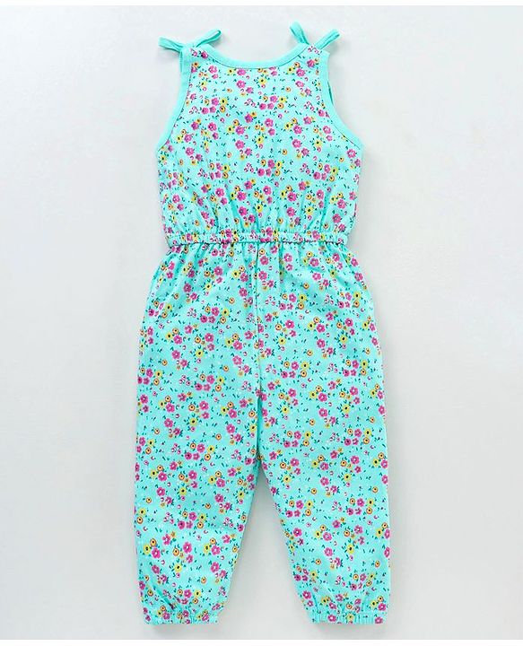 Babyhug 100% Cotton Sleeveless Jumpsuit Floral Print - Multicolor