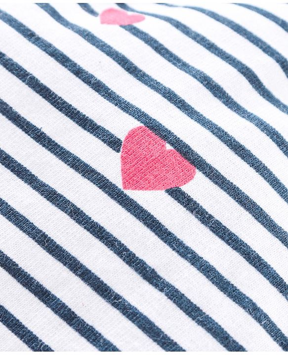 Babyhug 100% Cotton Sleeveless Jumpsuit Heart & Stripes Print - Multicolor