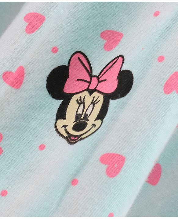 Babyhug 100% Cotton Sleeveless Frock With Headband Minnie Mouse Print - Blue