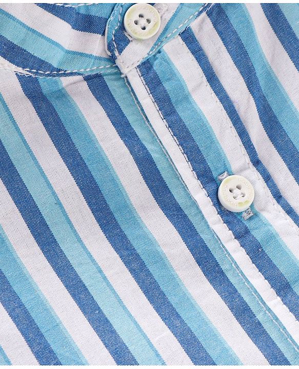 Babyhug Half Sleeves Cotton Striped Shirt - Blue