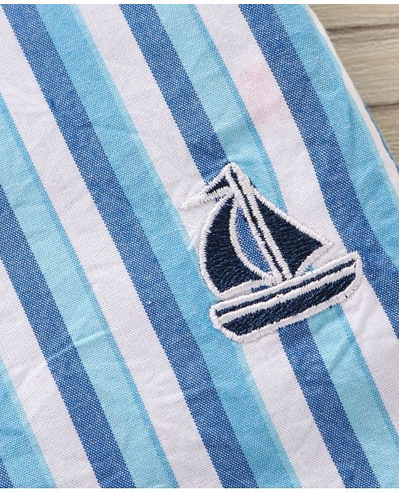 Babyhug Half Sleeves Cotton Striped Shirt - Blue