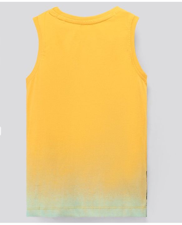 Pine Kids Sleeveless Bio Washed T-Shirt Motorcross Print - Yellow