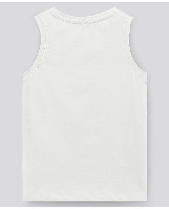 Pine Kids Sleeveless Biowashed T-Shirt Text Print - White