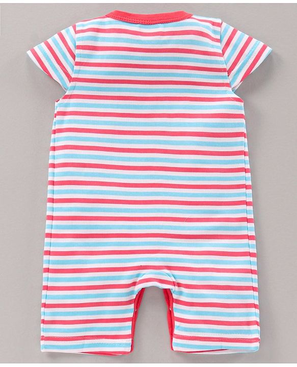 Babyhug 100% Cotton Short Cap Sleeves Rompers Stripe & Strawberry Print Pack Of 2 - Multicolor