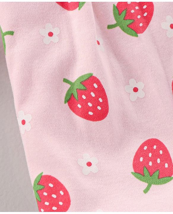 Babyhug 100% Cotton Short Cap Sleeves Rompers Stripe & Strawberry Print Pack Of 2 - Multicolor