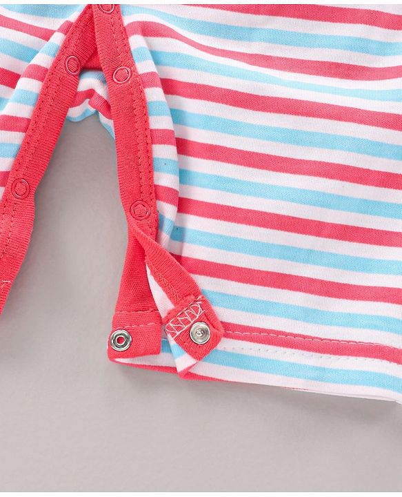 Babyhug 100% Cotton Short Cap Sleeves Rompers Stripe & Strawberry Print Pack Of 2 - Multicolor