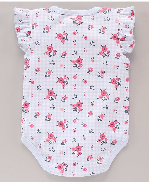 Babyhug 100% Cotton Short Cap Frill Sleeves Onesies Pack of 3 - Multicolor