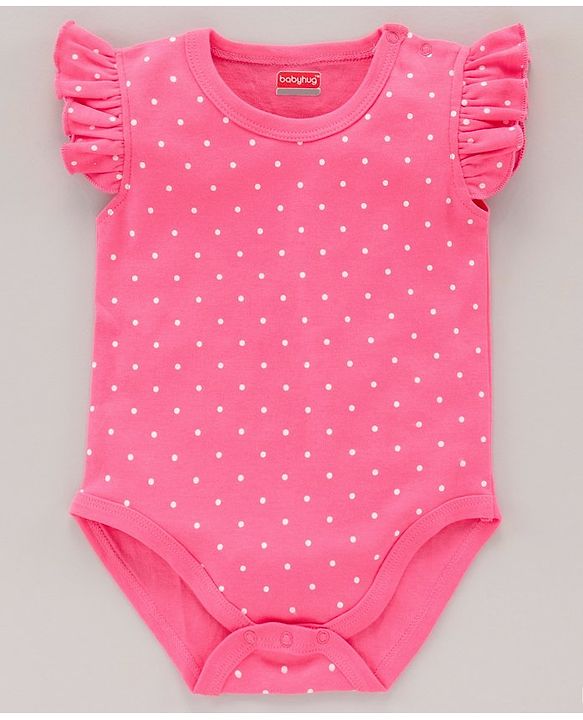 Babyhug 100% Cotton Short Cap Frill Sleeves Onesies Pack of 3 - Multicolor