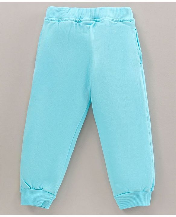 Babyhug Full Length Track Pant Text Printed- Sky Blue