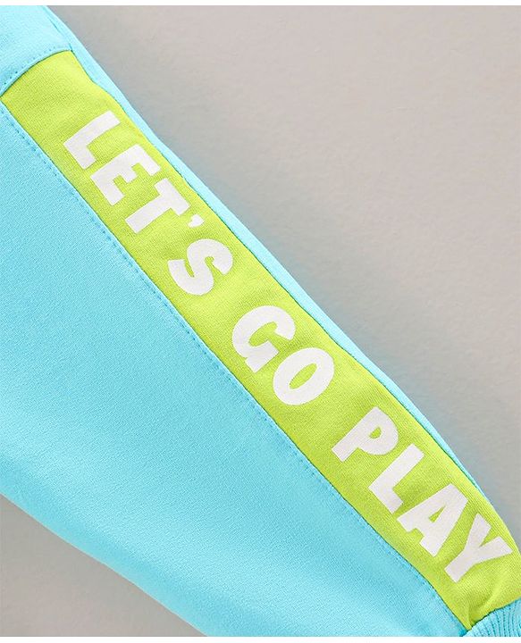 Babyhug Full Length Track Pant Text Printed- Sky Blue