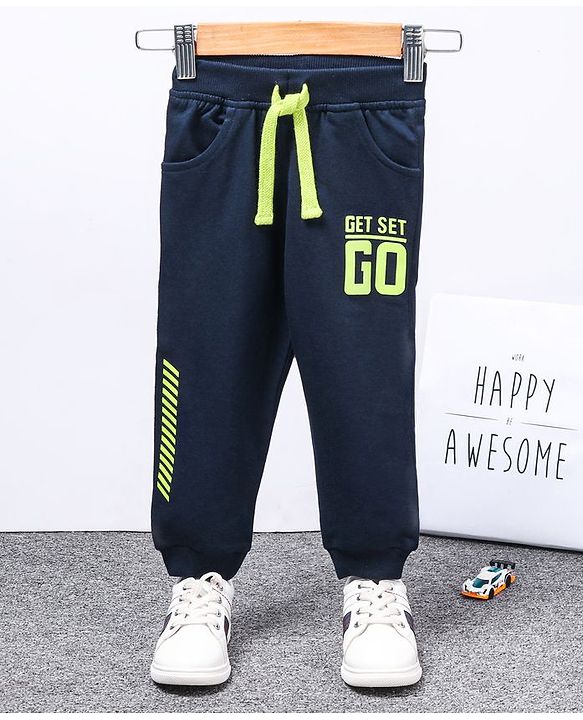 Babyhug Full Length Printed Track Pants - Navy