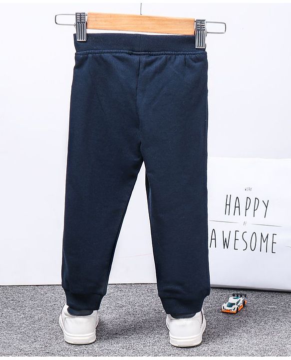 Babyhug Full Length Printed Track Pants - Navy