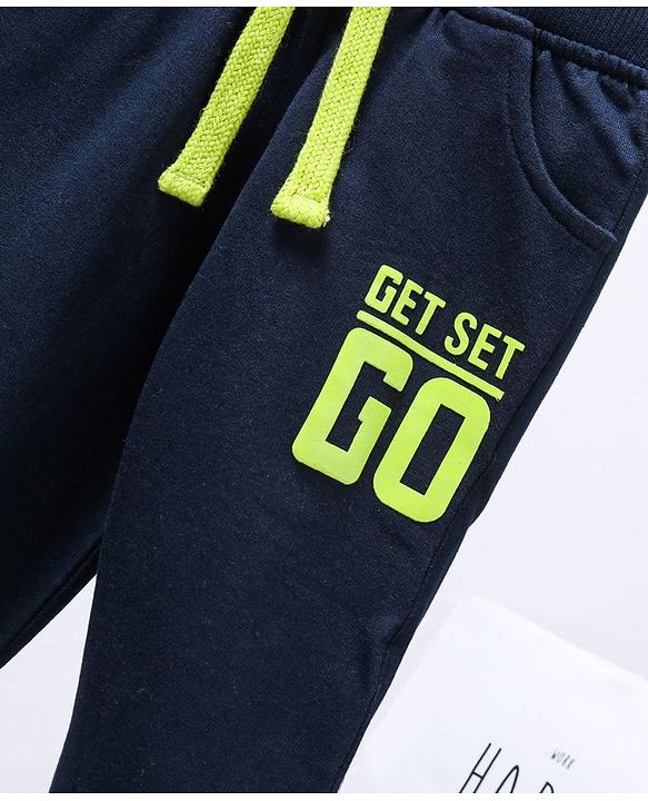 Babyhug Full Length Printed Track Pants - Navy