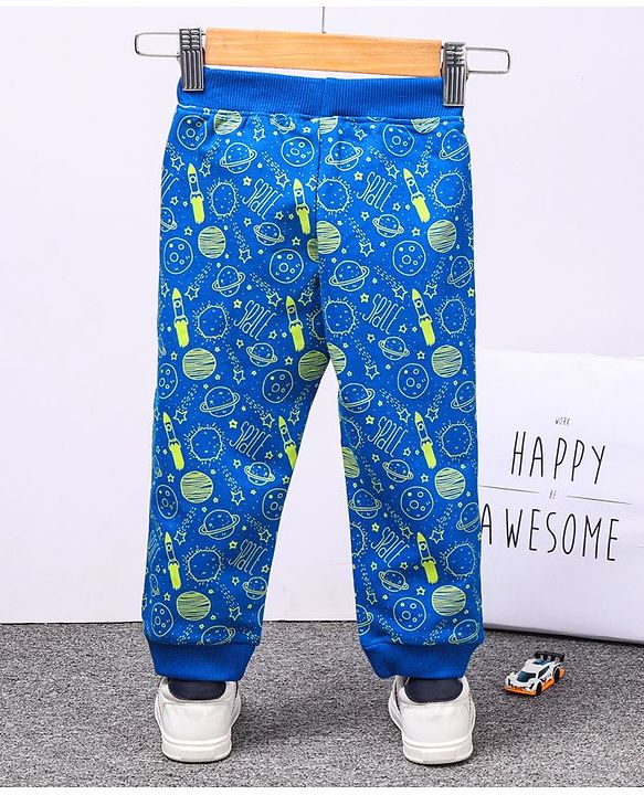 Babyhug Full Length Printed Track Pants - Blue