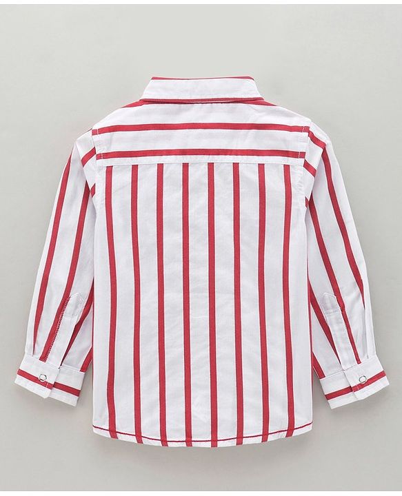 Babyhug Cotton Woven Full Sleeves Striped Reversible Shirt - Blue Red