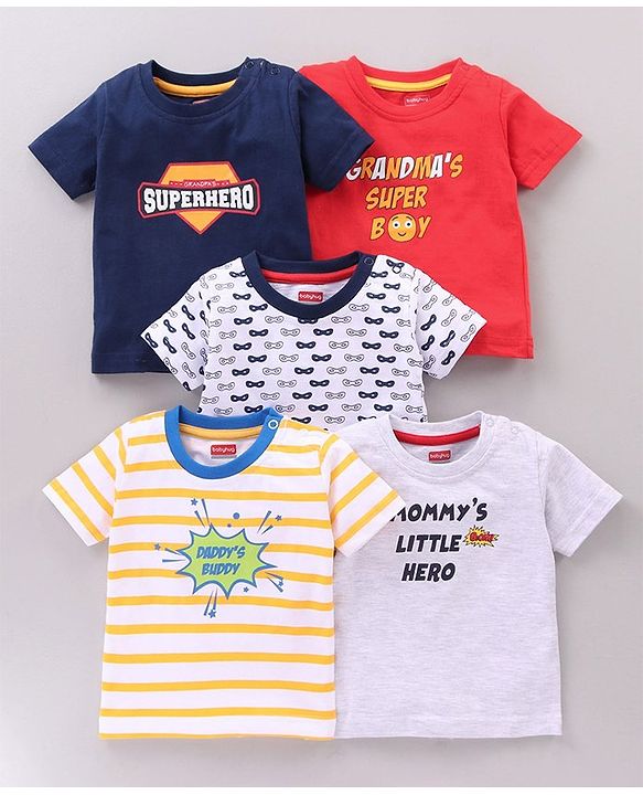 Babyhug Half Sleeves T-Shirts Multi Print Pack Of 5 - Multicolor