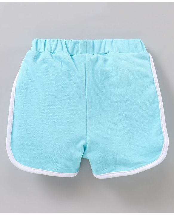 Babyhug Knit Shorts With Ribbed Waist Placement Print- Blue