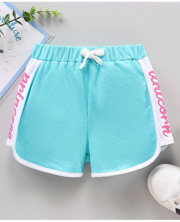 Babyhug Knit Shorts Placement Print- Blue