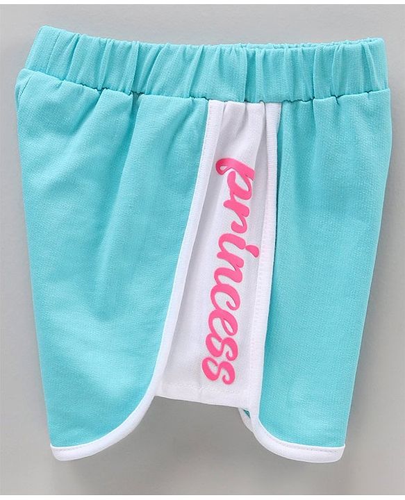 Babyhug Knit Shorts Placement Print- Blue