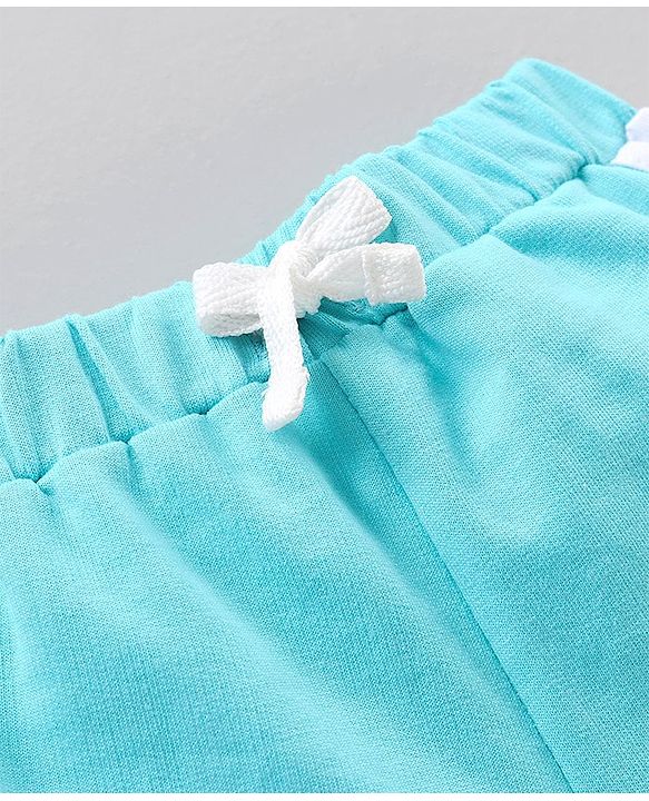 Babyhug Knit Shorts Placement Print- Blue