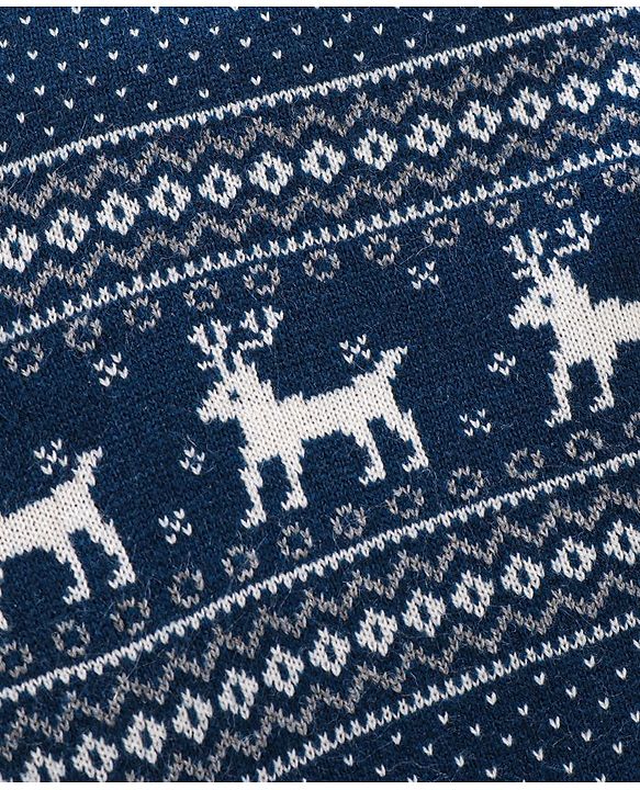 Babyhug Full Sleeves Knit Sweater Intarsia Design - Navy Blue
