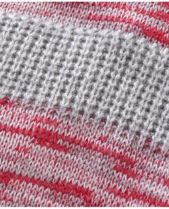 Babyhug Full Sleeves Cable Knit Sweater Color Block Design - Red