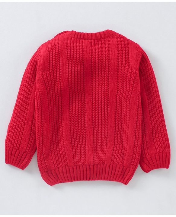 Babyhug Full Sleeves Cable Knit Sweater - Red