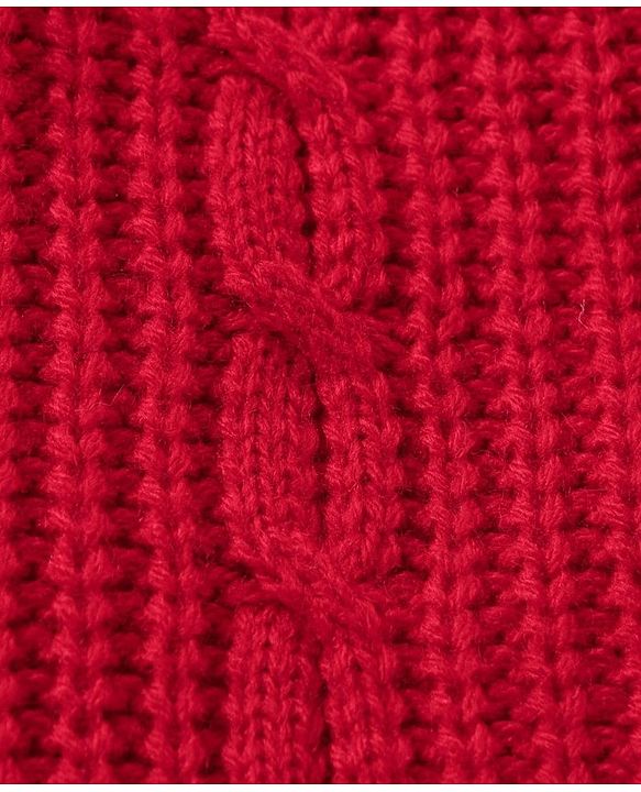Babyhug Full Sleeves Cable Knit Sweater - Red