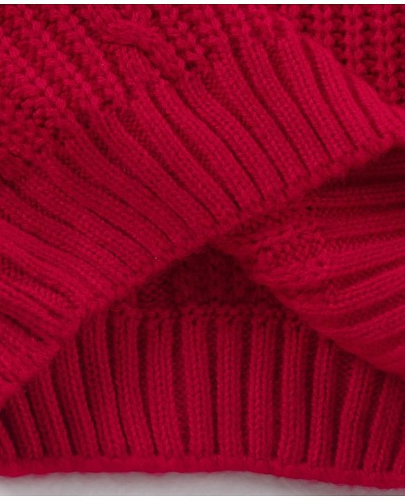 Babyhug Full Sleeves Cable Knit Sweater - Red