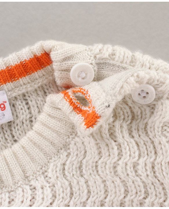 Babyhug Full Sleeves Cable Knit Sweater Color Block Design- Orange