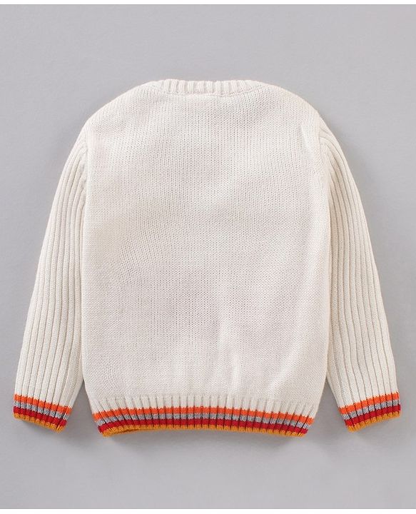 Babyhug Full Sleeves Cable Knit Sweater - White