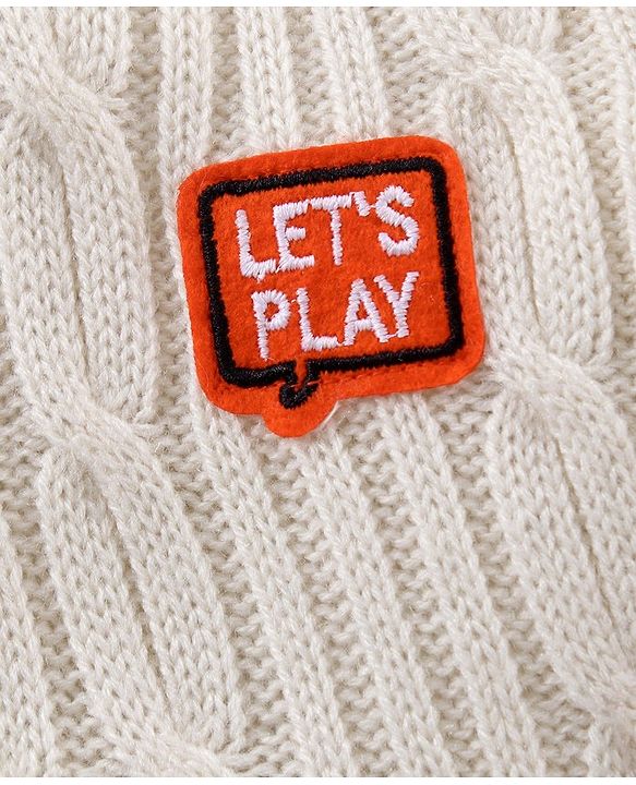 Babyhug Full Sleeves Cable Knit Sweater - White