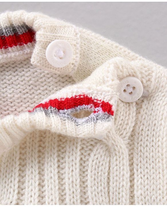 Babyhug Full Sleeves Cable Knit Sweater - White