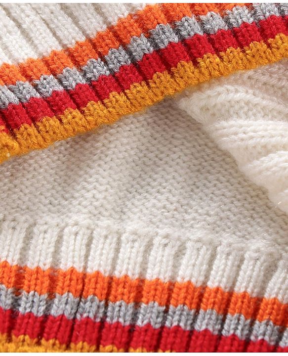 Babyhug Full Sleeves Cable Knit Sweater - White
