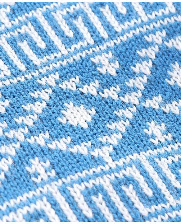 Babyhug Full Sleeves Knit Jacquard Sweater - Blue
