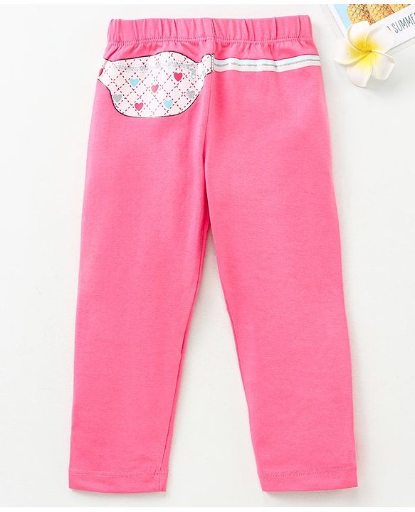 Babyhug Knitted Full Length Leggings Printed - Pink